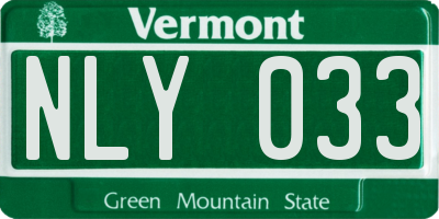 VT license plate NLY033