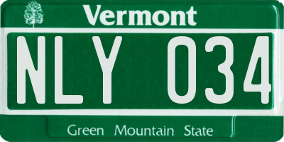 VT license plate NLY034
