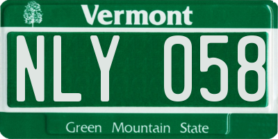VT license plate NLY058