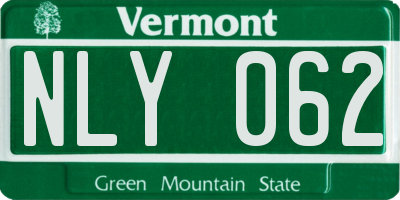 VT license plate NLY062