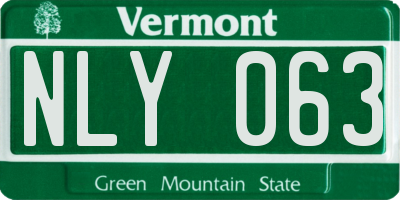 VT license plate NLY063