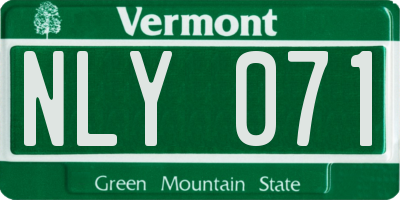 VT license plate NLY071