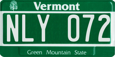 VT license plate NLY072