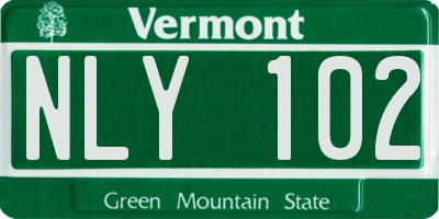VT license plate NLY102