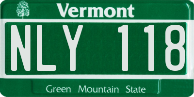 VT license plate NLY118