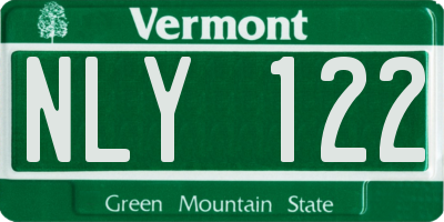 VT license plate NLY122