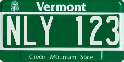 VT license plate NLY123