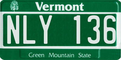VT license plate NLY136