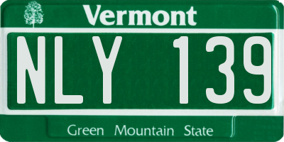VT license plate NLY139