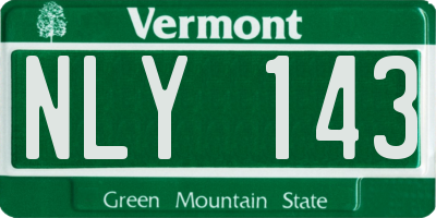 VT license plate NLY143