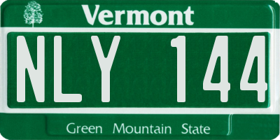 VT license plate NLY144