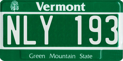 VT license plate NLY193