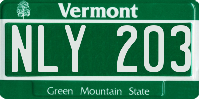 VT license plate NLY203