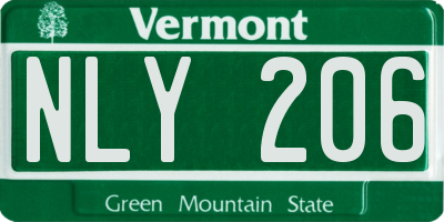 VT license plate NLY206