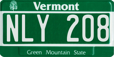 VT license plate NLY208