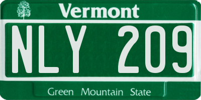 VT license plate NLY209