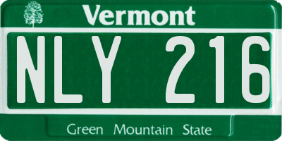 VT license plate NLY216
