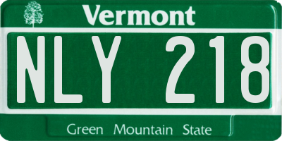VT license plate NLY218