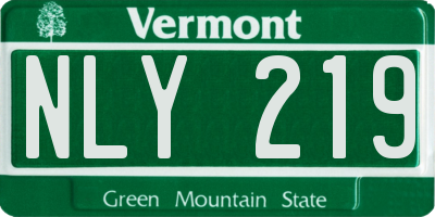 VT license plate NLY219