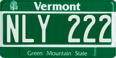VT license plate NLY222