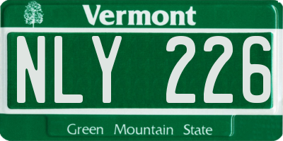 VT license plate NLY226