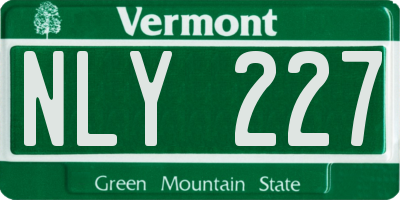VT license plate NLY227