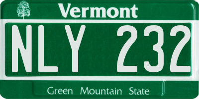 VT license plate NLY232