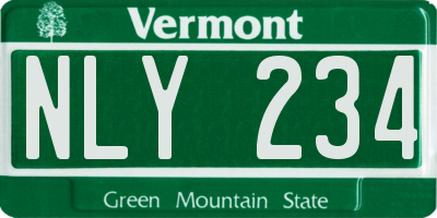 VT license plate NLY234