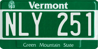 VT license plate NLY251