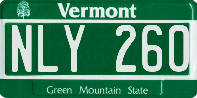 VT license plate NLY260
