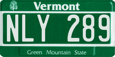 VT license plate NLY289