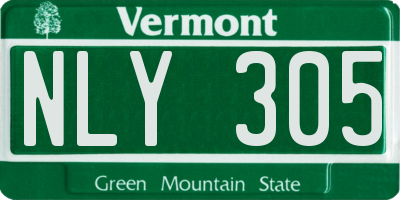 VT license plate NLY305
