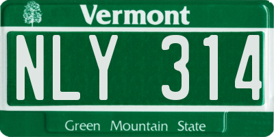 VT license plate NLY314