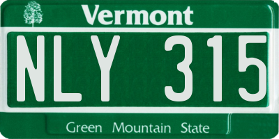 VT license plate NLY315