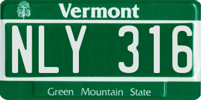 VT license plate NLY316