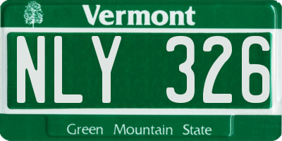 VT license plate NLY326