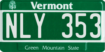 VT license plate NLY353