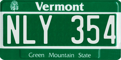 VT license plate NLY354