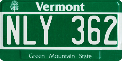 VT license plate NLY362