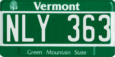 VT license plate NLY363