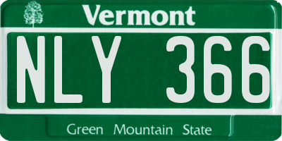 VT license plate NLY366