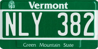 VT license plate NLY382