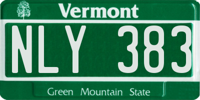 VT license plate NLY383
