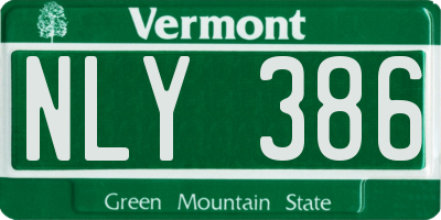VT license plate NLY386