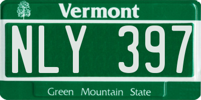 VT license plate NLY397