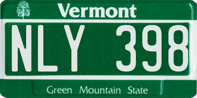 VT license plate NLY398