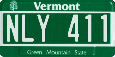 VT license plate NLY411