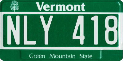 VT license plate NLY418