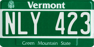VT license plate NLY423