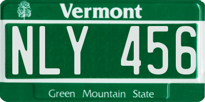 VT license plate NLY456